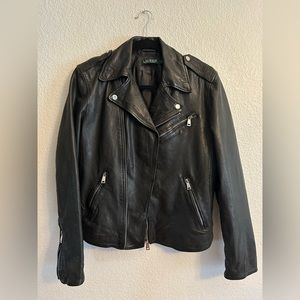 Ralph Lauren black leather moto jacket size 6